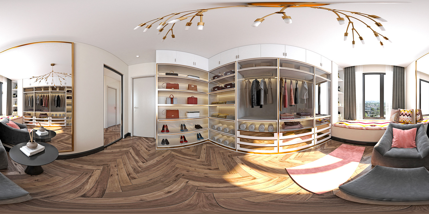 cloak room, 360 degrees view.