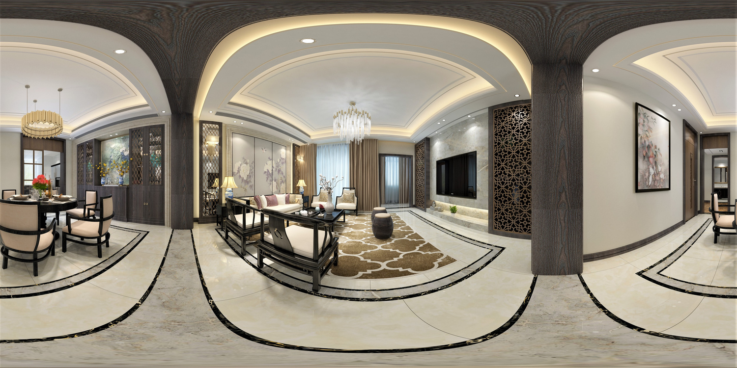 3D Render of 360 degrees living room